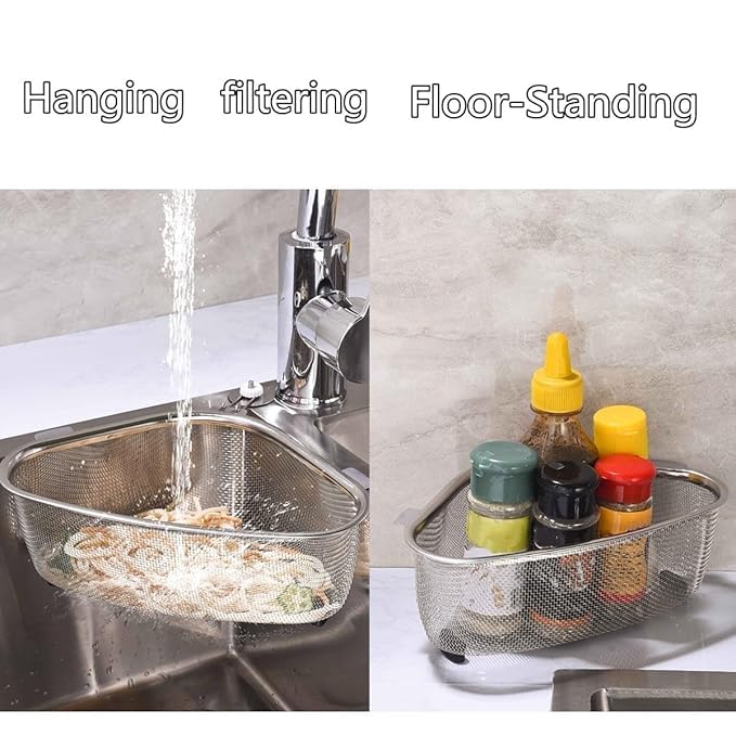 HAPCY SHOP Kitchen Triangle Sink Strainer, Corner Sink Strainer for Kitchen Waste, Vegetable, Fruits. (Silver) - Fixitify