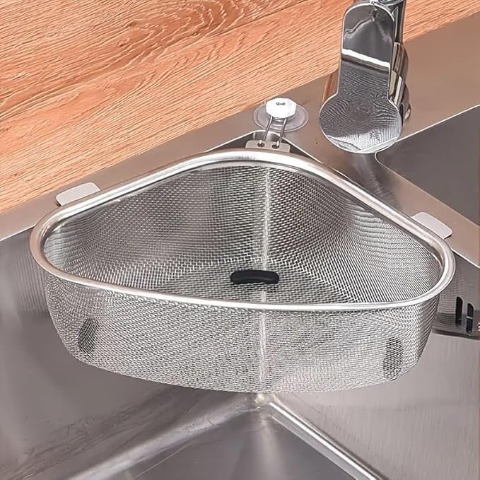 HAPCY SHOP Kitchen Triangle Sink Strainer, Corner Sink Strainer for Kitchen Waste, Vegetable, Fruits. (Silver) - Fixitify