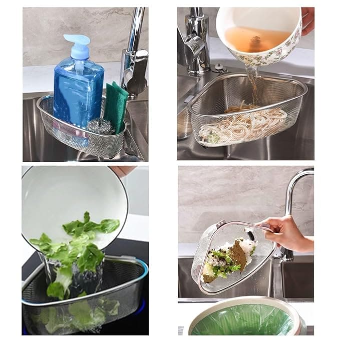 HAPCY SHOP Kitchen Triangle Sink Strainer, Corner Sink Strainer for Kitchen Waste, Vegetable, Fruits. (Silver) - Fixitify
