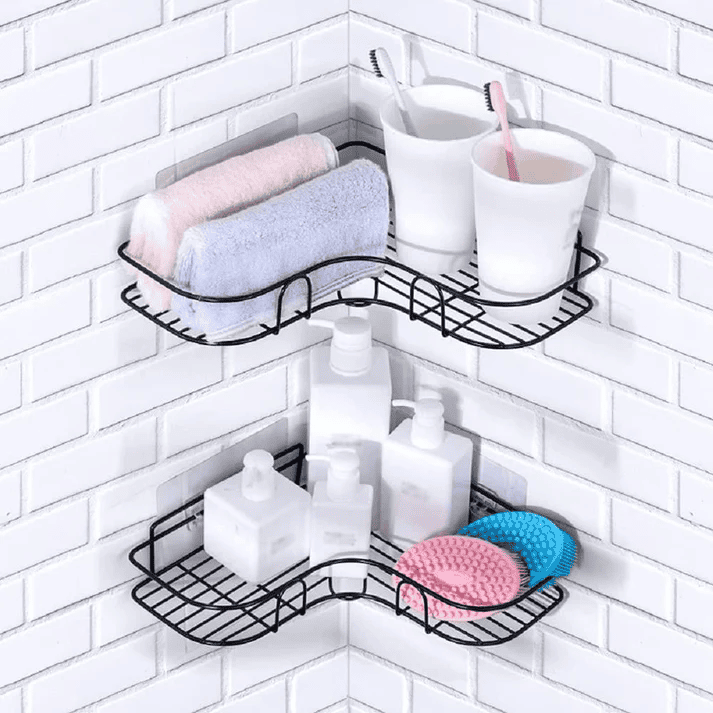 Multipurpose Self-Adhesive Corner Rack for Kitchen & Bathroom (Pack of 2) - Fixitify