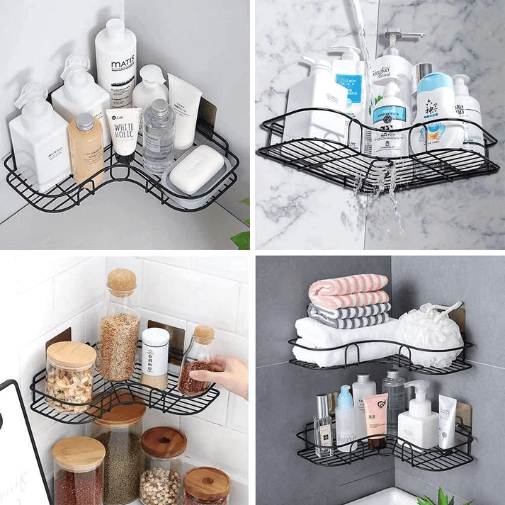 Multipurpose Self-Adhesive Corner Rack for Kitchen & Bathroom (Pack of 2) - Fixitify