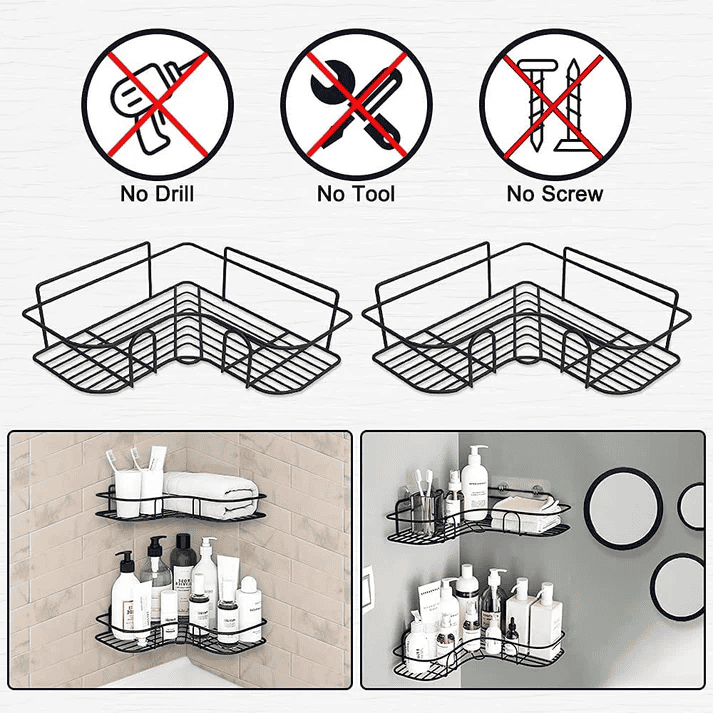 Multipurpose Self-Adhesive Corner Rack for Kitchen & Bathroom (Pack of 2) - Fixitify