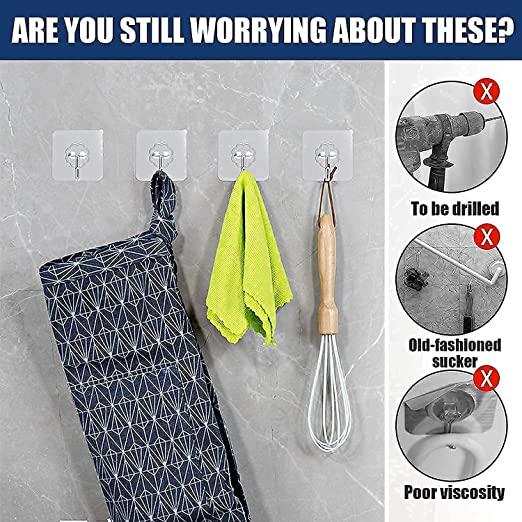 Heavy Duty Self Adhesive Wall Hooks (Pack of 20) – Transparent & Waterproof