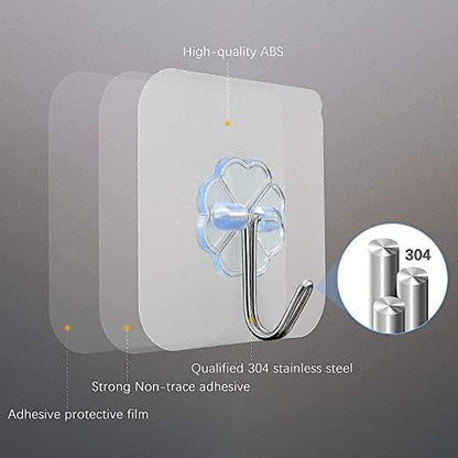 Heavy Duty Self Adhesive Wall Hooks (Pack of 20) – Transparent & Waterproof