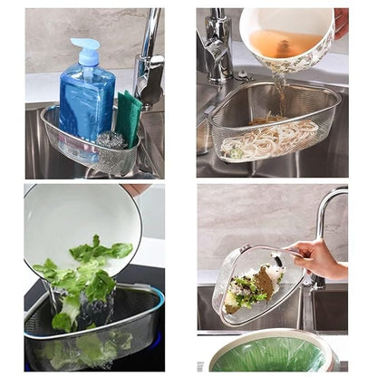 HAPCY SHOP Kitchen Triangle Sink Strainer, Corner Sink Strainer for Kitchen Waste, Vegetable, Fruits. (Silver) - Fixitify