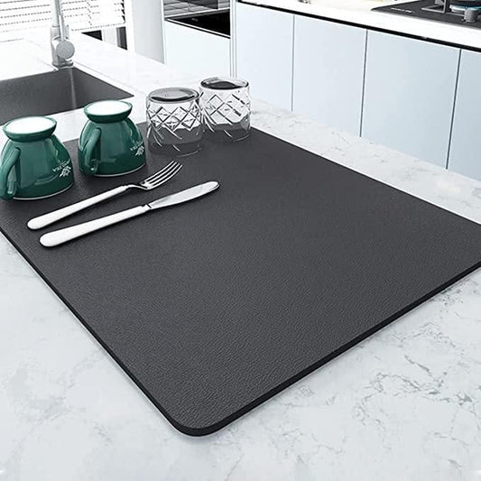 Large Water-Absorbent Dish Drying Mat for Kitchen – Ideal for Utensils & Kitchen Items (60x40 cm, Pack of 1) - Fixitify