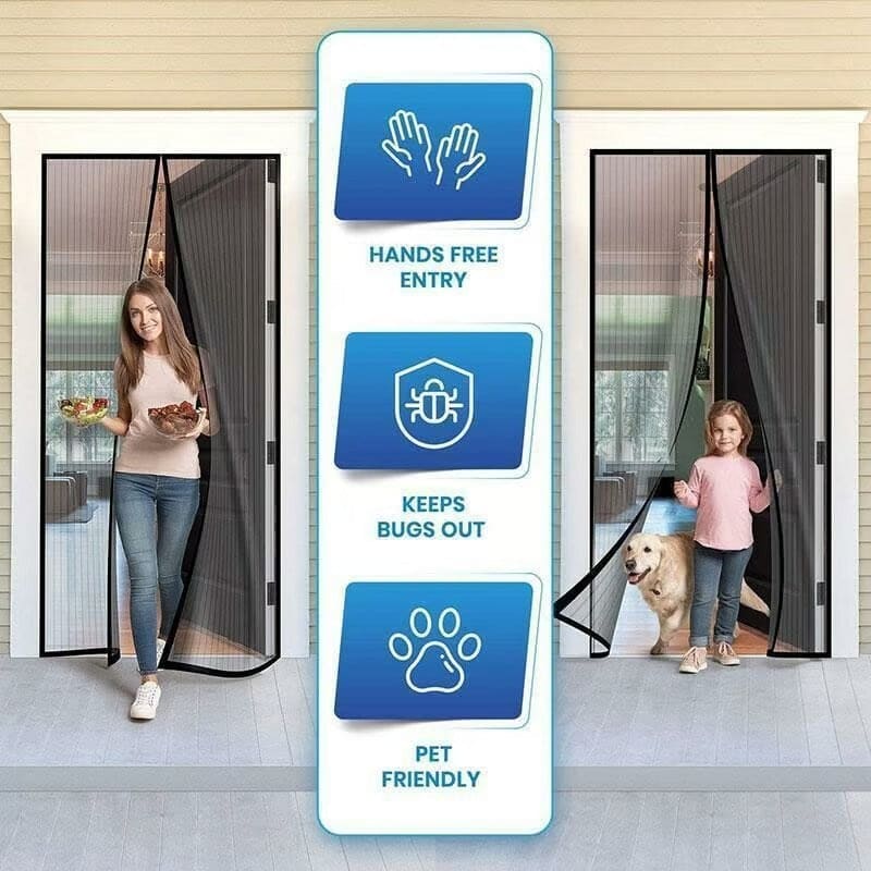 Mesh Magnetic Mosquito Screen Door Net Curtain with Magnets Reinforced Polyester - Fixitify