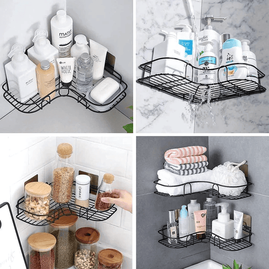 Multipurpose Self-Adhesive Corner Rack for Kitchen & Bathroom (Pack of 2) - Fixitify