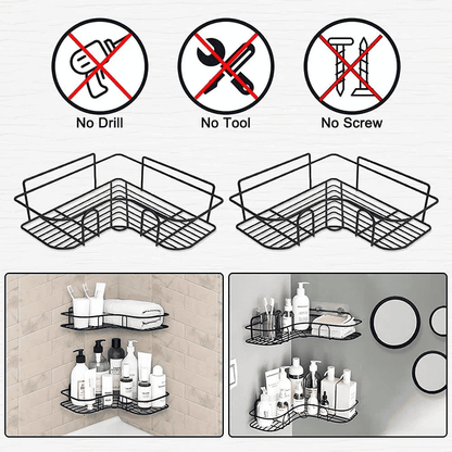 Multipurpose Self-Adhesive Corner Rack for Kitchen & Bathroom (Pack of 2) - Fixitify